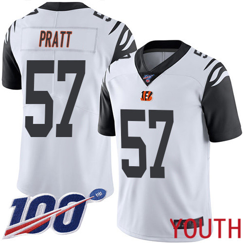 Cincinnati Bengals Limited White Youth Germaine Pratt Jersey NFL Footballl #57 100th Season Rush Vapor Untouchable->youth nfl jersey->Youth Jersey